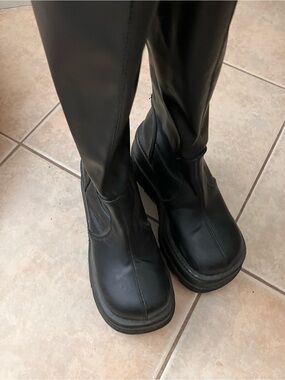 Black Demonia Platform Knee-High Boots - Shaker 65